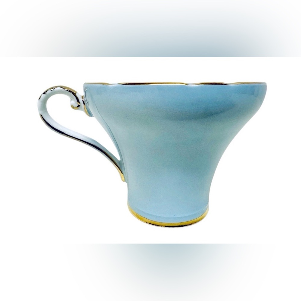 Aynsley England Vintage 50's Blue Bone China #26 Nigella Flower Tea Cup & Saucer - Picture 9 of 16